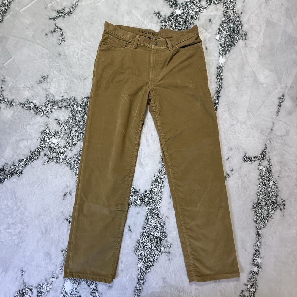 Lands End Pants Mens Size 37 Brown‎ Corduroy Chino Traditional Fit Straight Leg